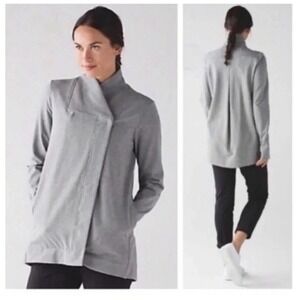 lululemon athletica Light Gray Asymmetrical Jean Jacket